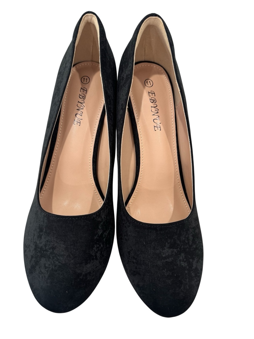 Ebynue Black Suede Round-Toe Pumps - Women